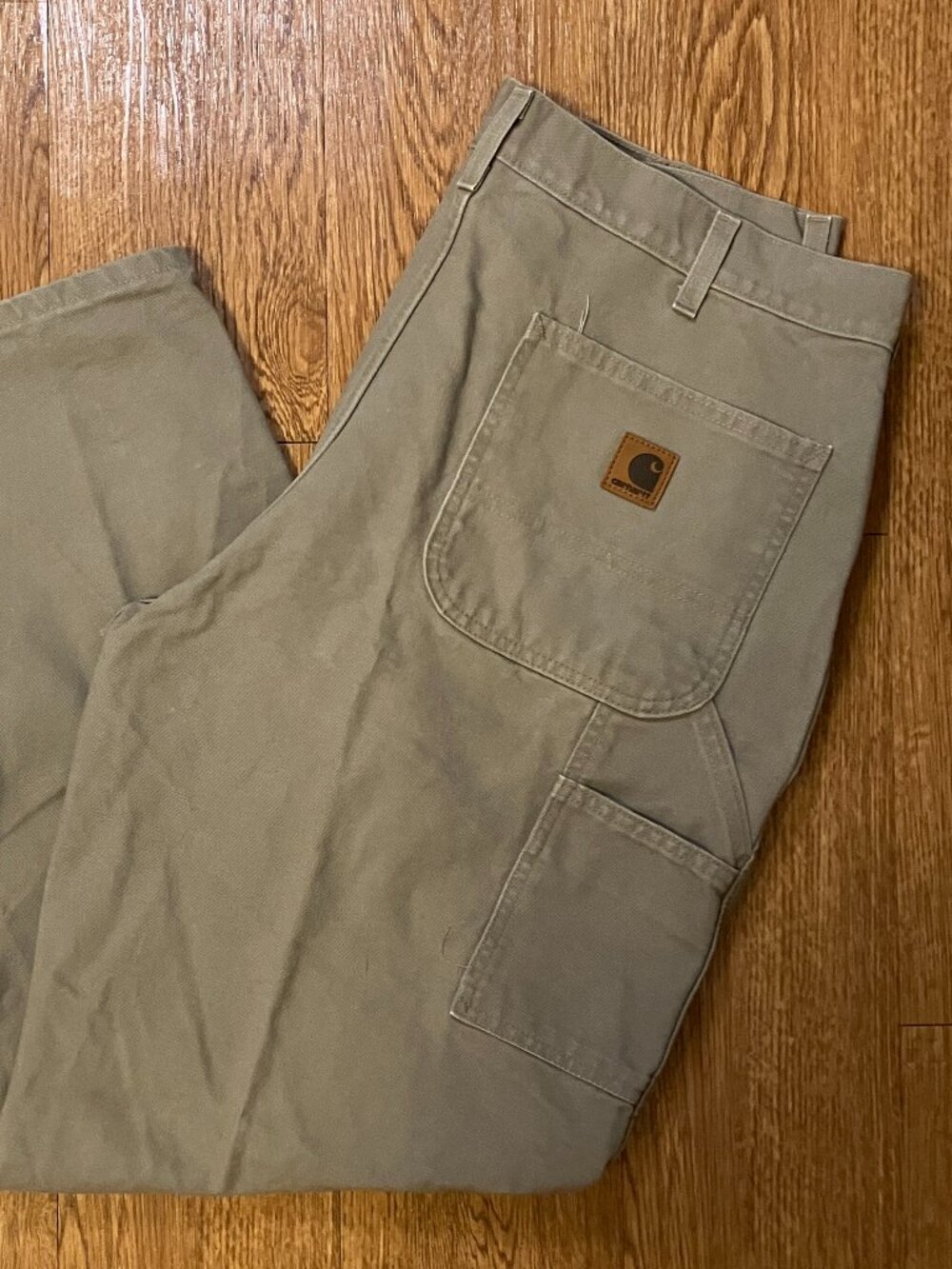 Vtg Carhartt B11 DES Carpenter Pants 38x30 Tan Duck Canvas Dungaree Fit 37x30